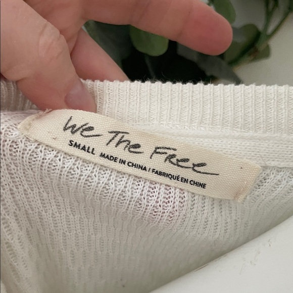 We the free colorful Striped Sleeve White Top - Picture 2 of 4